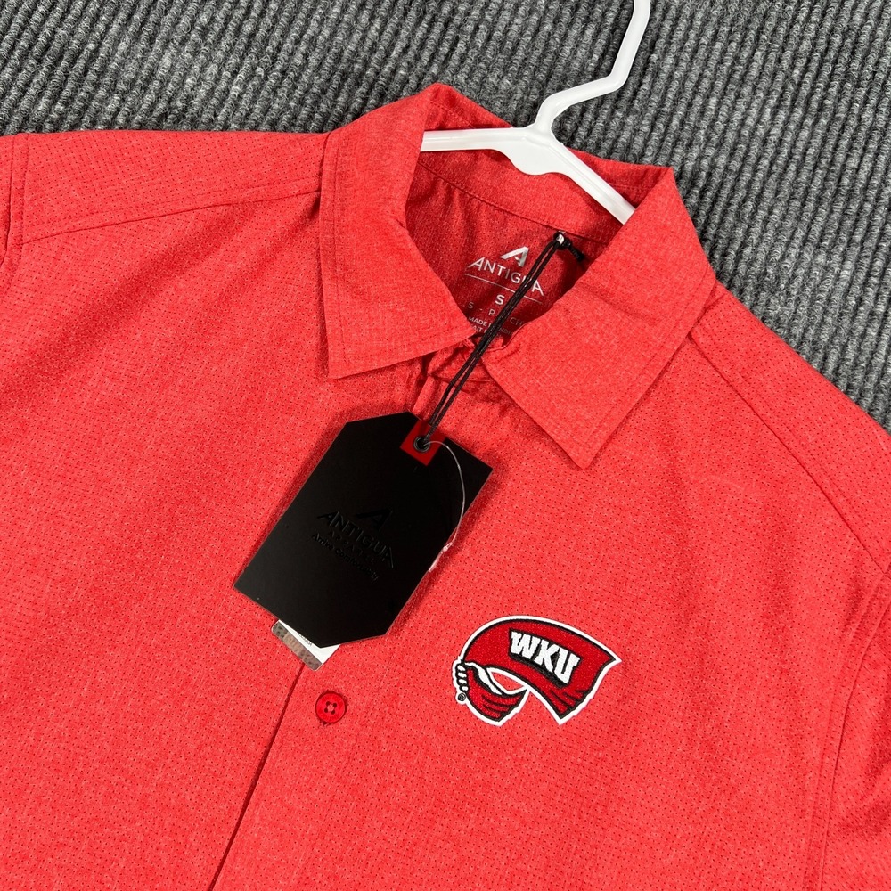 Western Kentucky Hilltoppers Shirt Mens Small Red Short Sleeve Button Up New